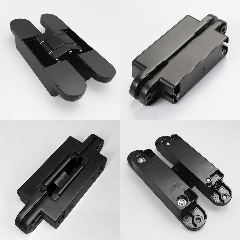 Alamic Invisible Hinges Concealed Door Hinge Heavy Duty Hidden Hinge Up to 132lbs 3-D Adjustable - Black -1 Pair - Image 4